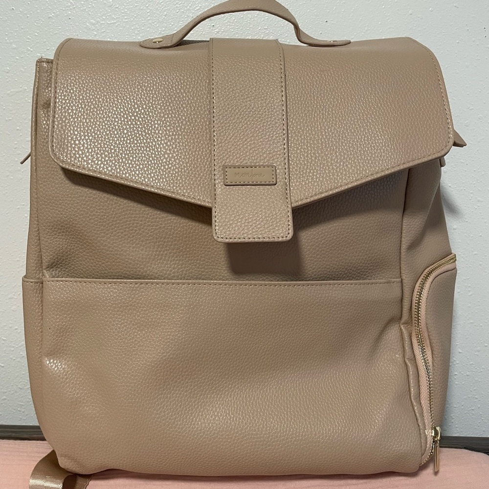 Beige Leather Diaper bag